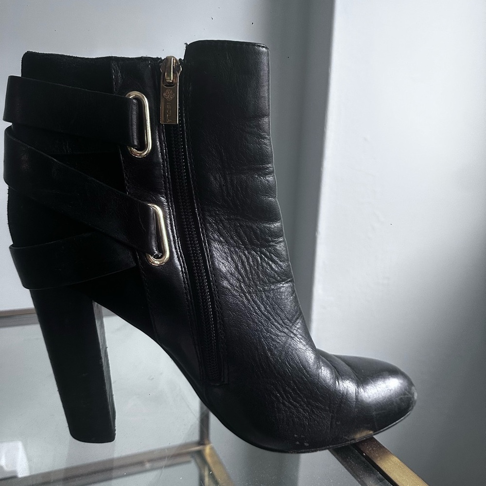 Sleek Black Leather Ankle Booties